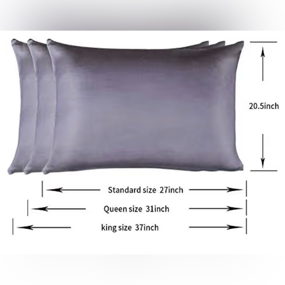 Luxurious silk Gray/silver Pillowcase Set size queen - Picture 2 of 12